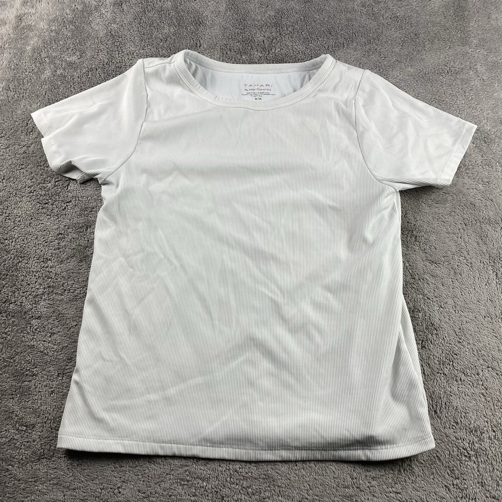 Tahari Modern Essentials Shirt Short Sleeve Womens Medium White